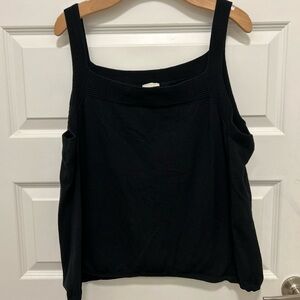 Talbots Black Square Neck Tank Top Plus 3X Cotton Blend